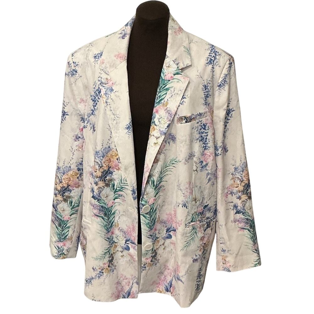 Asos Women’s Floral Pink Purple Women's Dad Oversized Blazer Jacket Size 12 Work